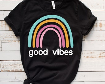 Good Vibes Rainbow SVG: zomershirtontwerp gesneden bestand (digitale download)