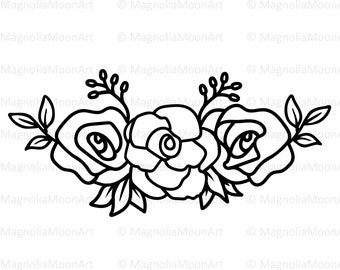 Boho Flowers SVG file | Roses svg | Floral Elements svg | Flower svg | Flower Boarder svg | Svg Files for cricut | dxf files for laser cut