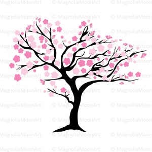 Kirschbaum in Blüte SVG, Kirschblüte svg, Schnittdatei für Cricut, Vektor, Sakura svg, rosa Blumen svg, Kirsche PNG, Kirschsilhouette