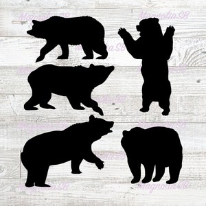 Bundle SVG, ours DXF, clipart Silhouette ours, fichier de coupe pour cricut, ours svg, svg animaux sauvages, svg Nature, ours brun svg, silhouette