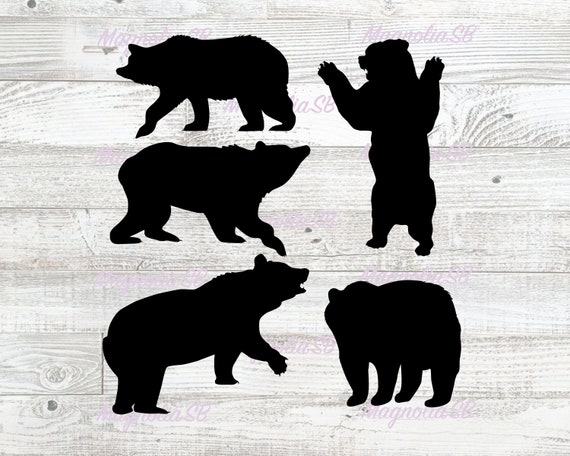 Download Bears Bundle Svg Bear Dxf Bear Silhouette Clipart Cut File Etsy