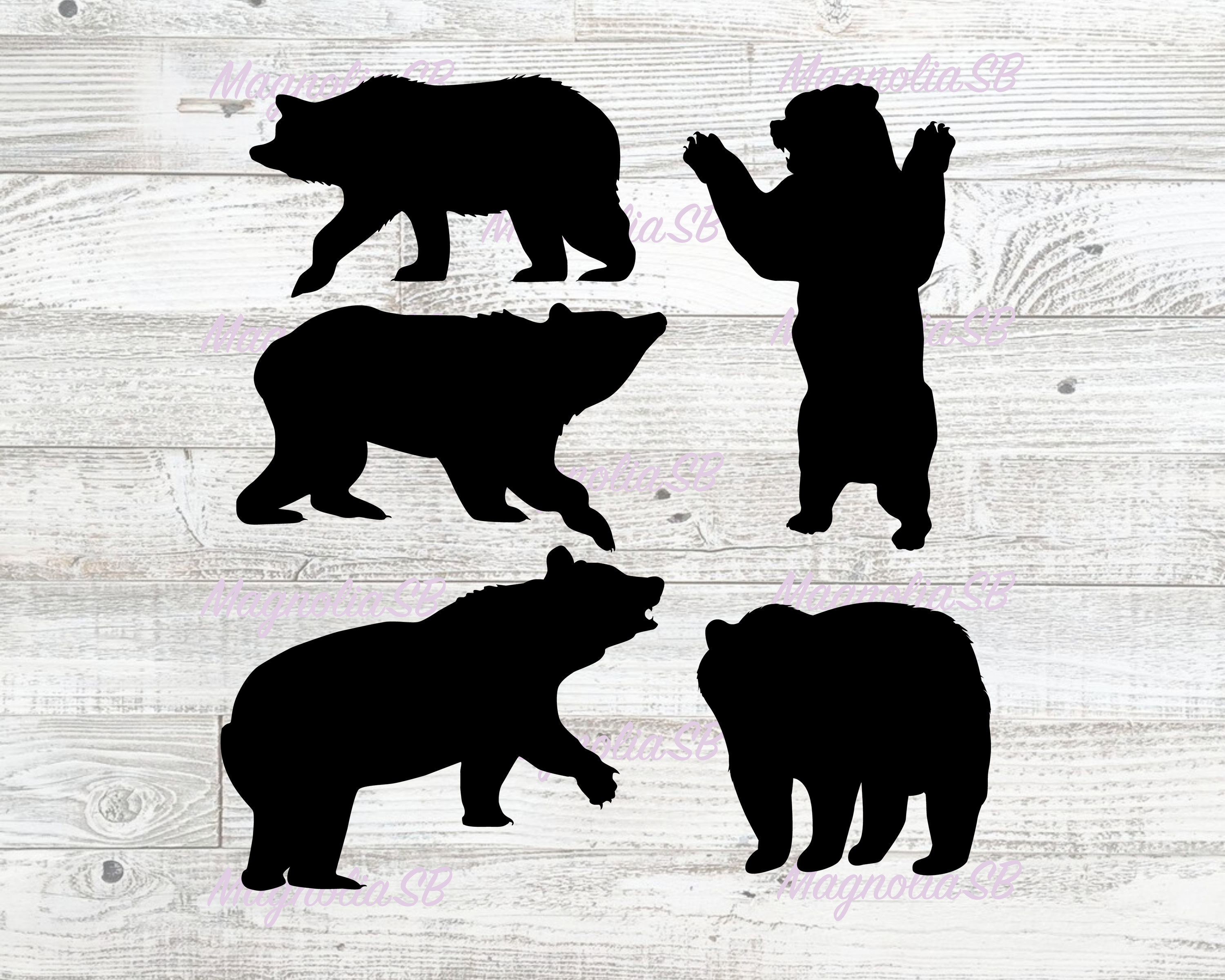 Bears Bundle Svg Bear Dxf Bear Silhouette Clipart Cut File Etsy