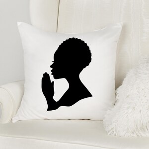 Hand Drawn Woman Praying Silhouette svg file | DXF file for laser cut | Christian Faith clip art | Woman of Faith vector | Afro Woman