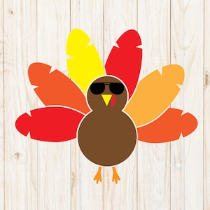 Tacchino con occhiali da sole svg, tacchino del Ringraziamento svg, file di taglio per cricut, download digitale istantaneo, design per maglietta, uccello svg, autunno svg, PNG, JPG