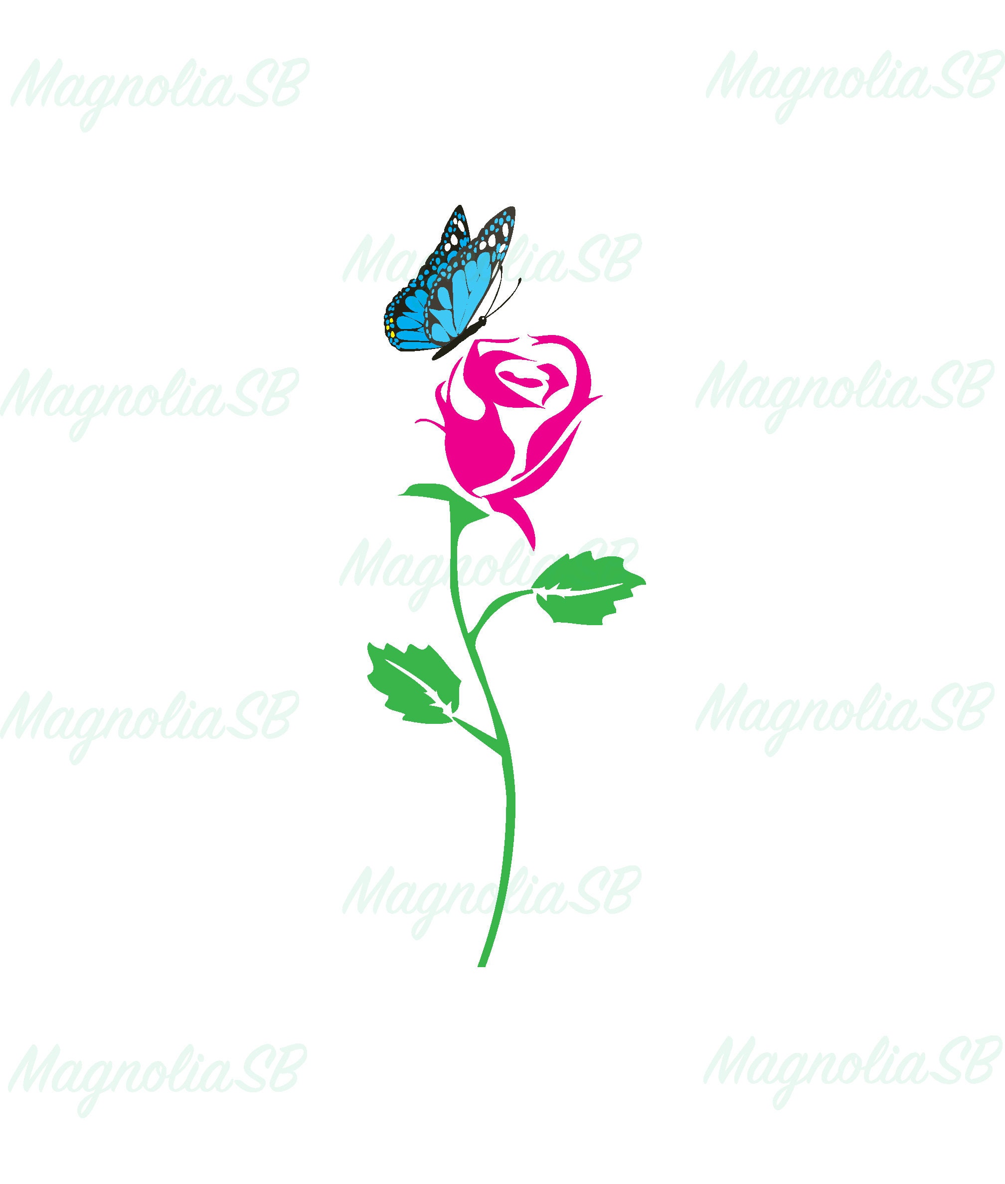 Download Rose And Butterfly Svg Rose Butterfly Dxf Rose Butterfly Etsy