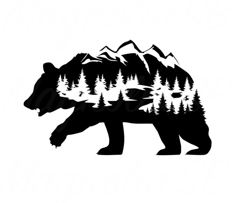 Bear Silhouette SVG Bear DXF Fantasy Bear Clipart cutting | Etsy