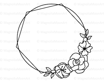 Floral Frame SVG: Rose Flower Circle, Boho Cut File (Digital Download)