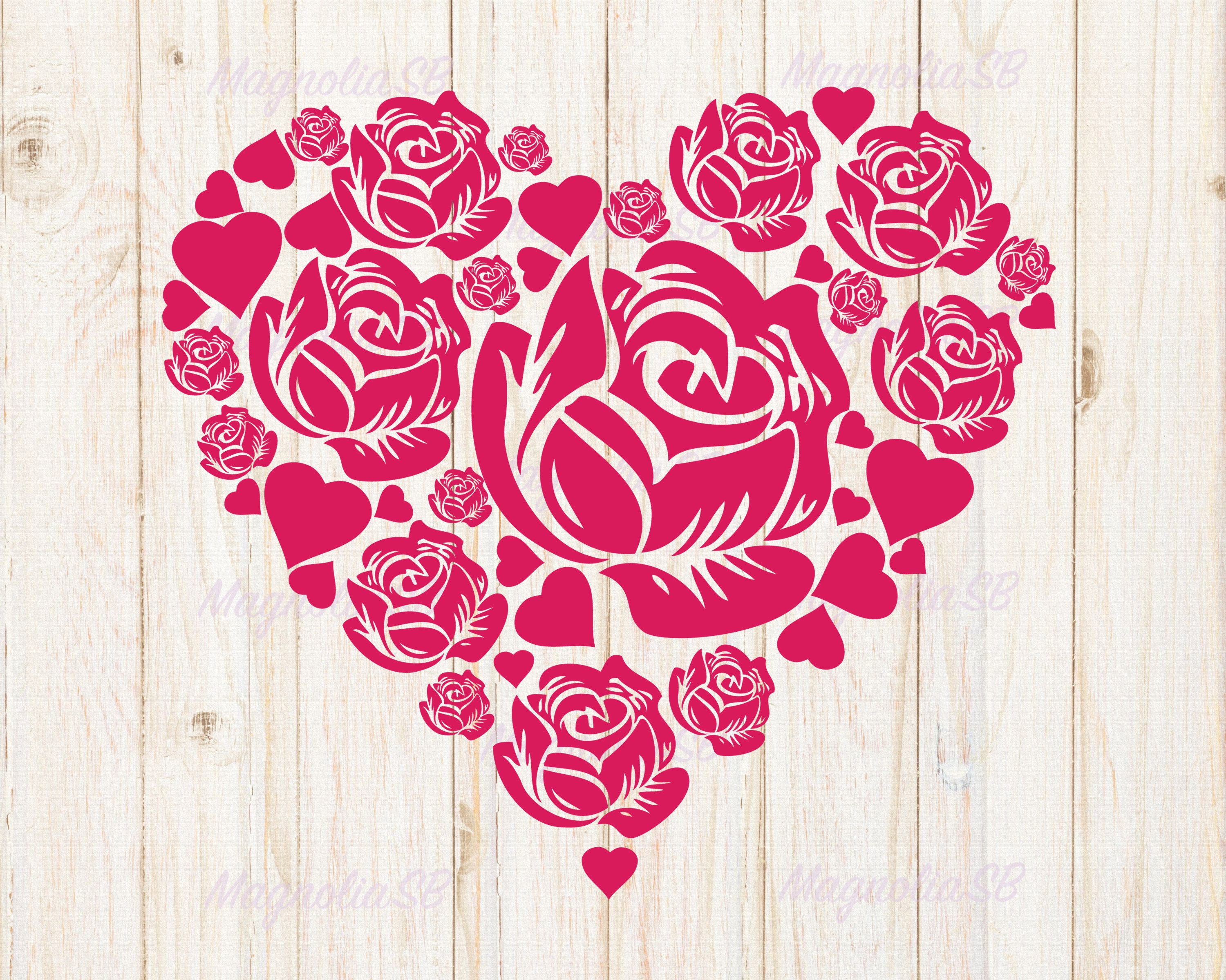 Rose Heart svg heart clip art cut file for cricut | Etsy