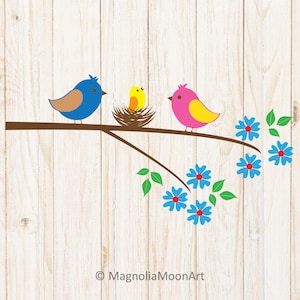 Nido d'uccello SVG, nido svg, Nido d'uccello sul ramo dell'albero svg, Uccello nel nido svg, Fiore svg, Uccellino svg, Nido svg, file di taglio per cricut