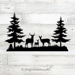 Familie von Hirsch svg, Hirschfamilie svg, Reh svg, Reh svg, Buck svg, Schnittdatei für Cricut, dxf, PNG, Silhouette, Hirschsilhouette, Natur svg