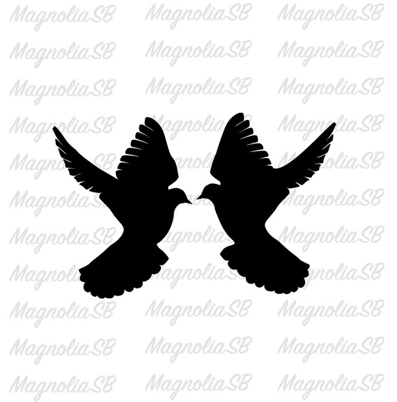 Download Doves Silhouette Svg Dxf Doves Clipart Cutting Vector Etsy