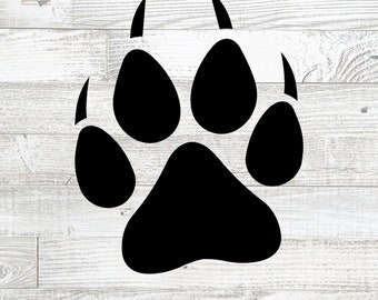 Wolf Paw Print SVG, DXF, Wolf Paw Silhouette Clipart, Paw cutting, Animal Paw vector, Wolf Paw shape, Paw PNG, Wild Animal Paw silhouette