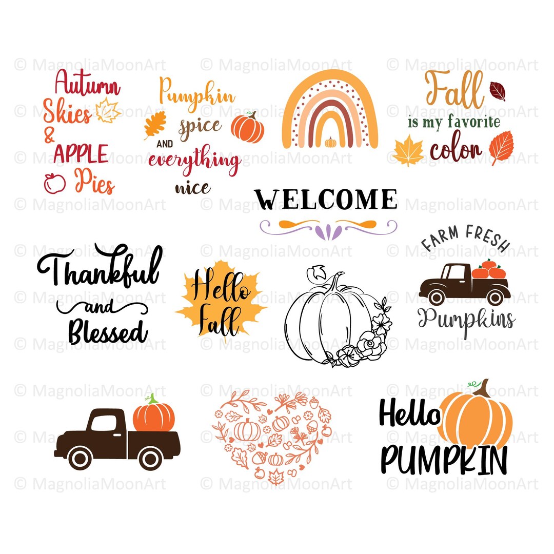 Fall Bundle Svg, Autumn Decor Svg, Cut File for Cricut, PNG Dxf Jpg ...