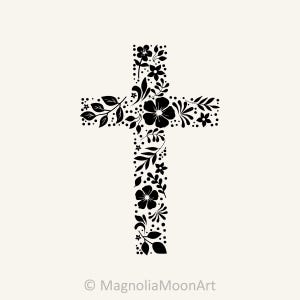 Croix florale svg, clipart Croix chrétienne, vecteur religieux, Jésus svg, foi chrétienne, jpg png dxf, téléchargement numérique, fleurs svg