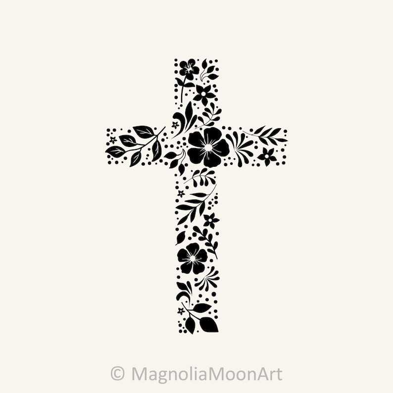 Floral Cross svg, Christian Cross clip art, Religious vector, Jesus svg, Christian faith, jpg png dxf, digital download, Flowers svg