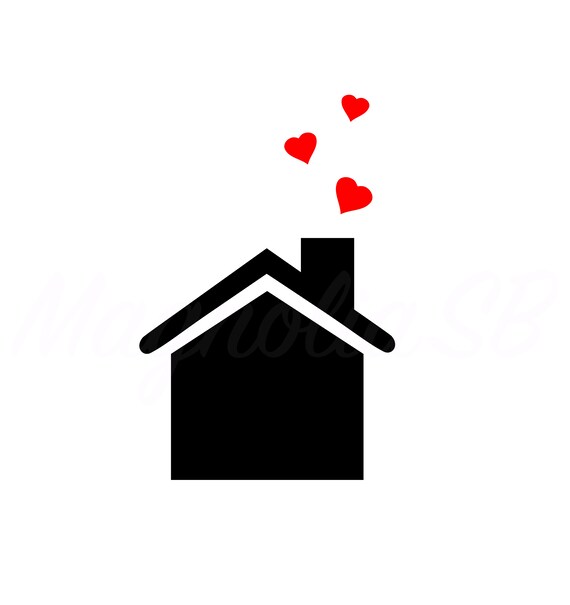House SVG DXF House With Hearts Clipart Cutting House Etsy