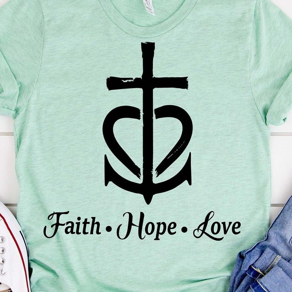 Faith, Hope, Love svg, Faith Symbols svg, cross svg, anchor svg, heart svg, cut file for cricut, Christian Faith, faith, hope, love