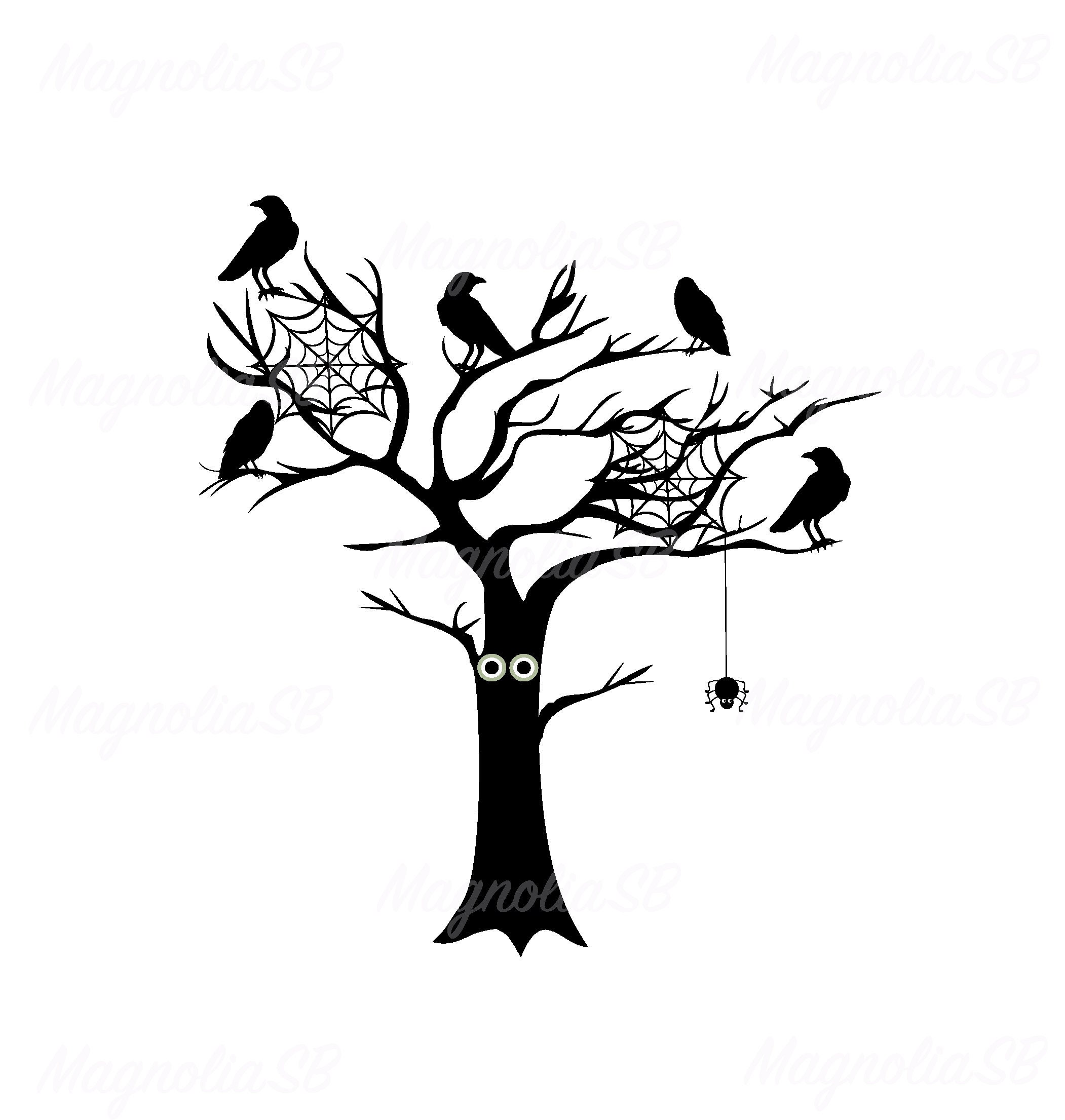 Spooky Tree Svg Scary Tree Dxf Tree Clipart Tree Cutting Etsy