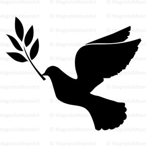 Dove with Olive Branch SVG Clipart: Peace Symbol Vector (Digital Download)