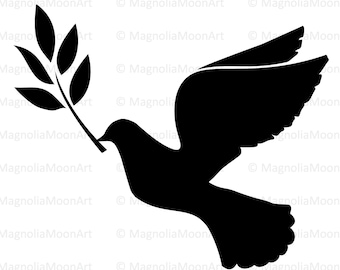 Dove with Olive Branch SVG Clipart: Peace Symbol Vector (Digital Download)