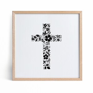 Floral Cross svg, Christian Cross clip art, Religious vector, Jesus svg, Christian faith, jpg png dxf, digital download, Flowers svg