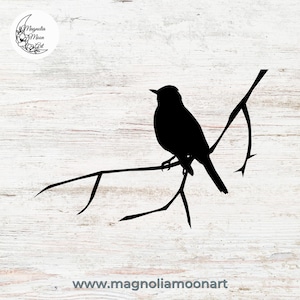 Uccello sul ramo svg, uccello svg, file di taglio per cricut, ramo di albero svg, uccello PNG, sagoma di uccello, natura svg, natura selvaggia svg, forma di uccello