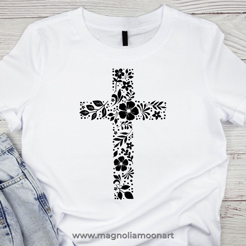 Floral Cross svg, Christian Cross clip art, Religious vector, Jesus svg, Christian faith, jpg png dxf, digital download, Flowers svg