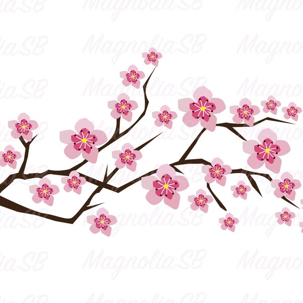 Cherry Blossom svg, Layered Cherry svg, Cherry Branch cutting, vector, Sacura, Pink Flowers svg, Cherry Branch PNG, Cherry silhouette