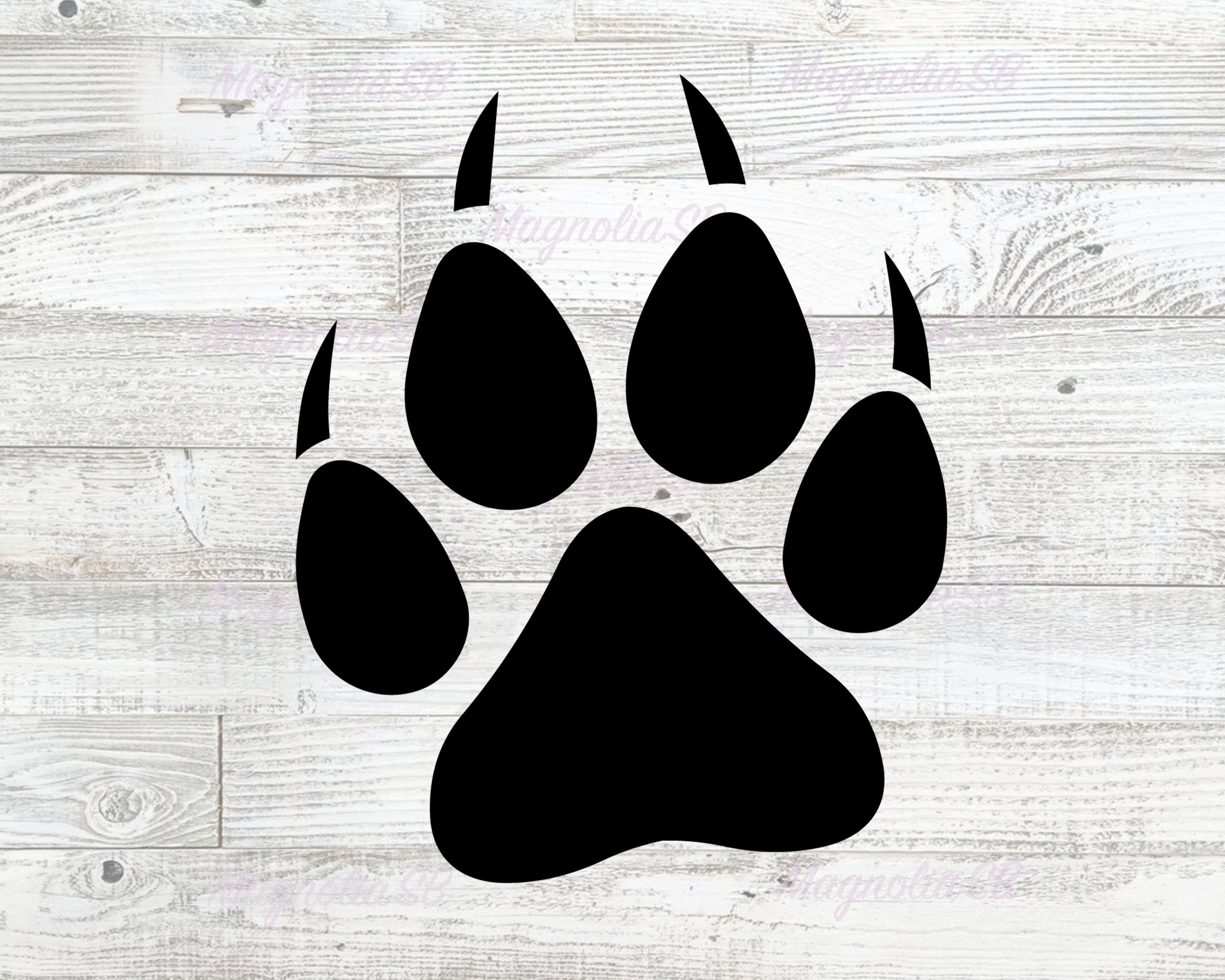 Wolf Paw Print SVG DXF Silhouette Clipart Etsy.
