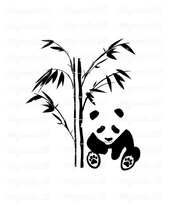Panda Bear And Bamboo Svg Panda Bear And Bamboo Dxf Panda Etsy