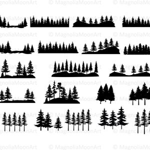 Foresta in formato SVG, Pacchetto Foresta in formato SVG, Alberi in formato SVG, file di taglio per cricut, pino, abete, design della camicia, albero in formato SVG, forma della foresta, uso commerciale