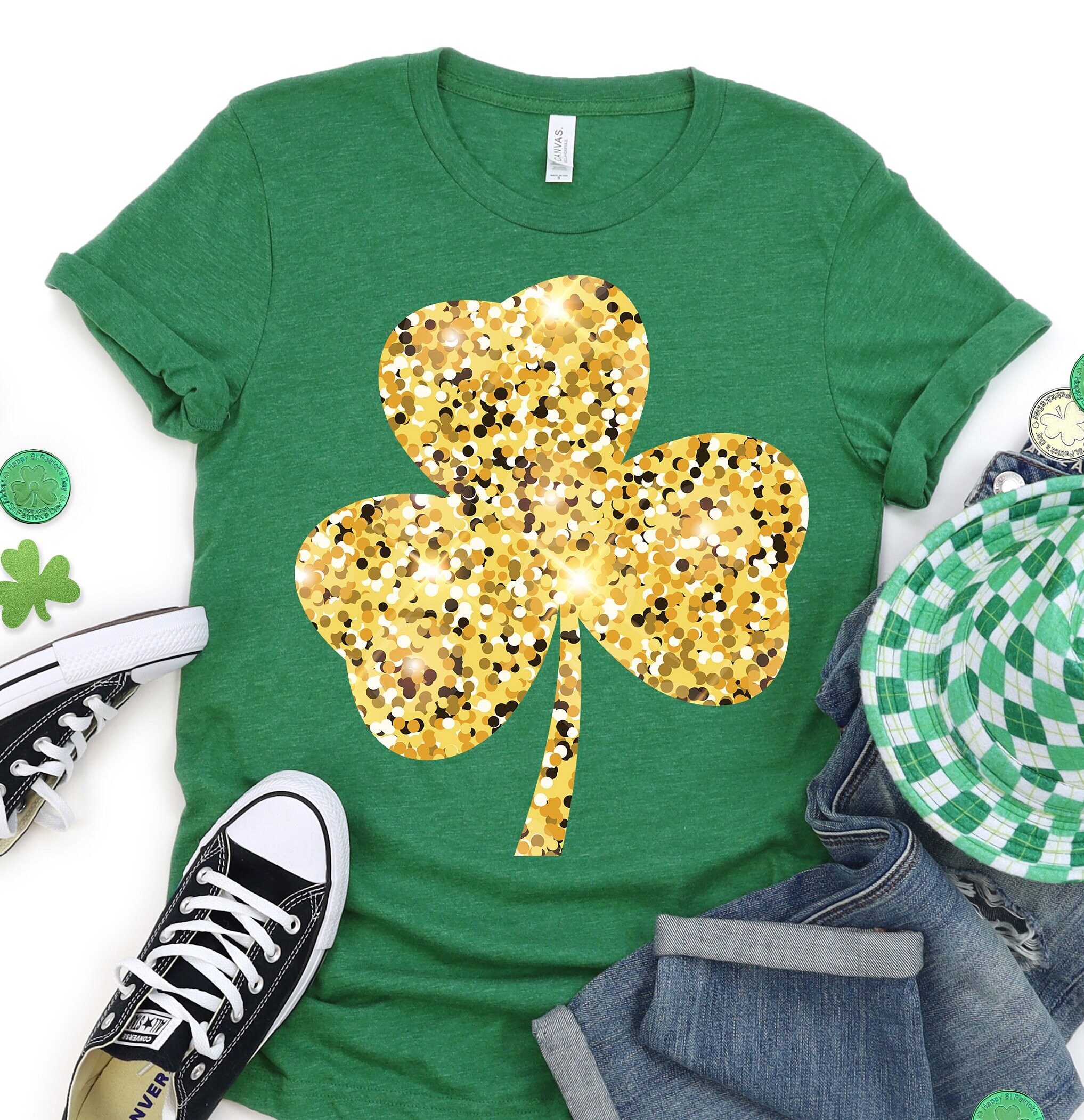 Golden Shamrock Digital Clip Art Shamrock PNG Sublimation - Etsy