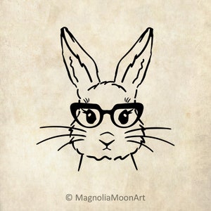 Süßer Hase in Brille SVG. cut Datei für Cricut. Ostern svg. Shirt Design. Frühling PNG dxf. Hasen-Gesicht svg. Silhouette. kommerzielle Nutzung