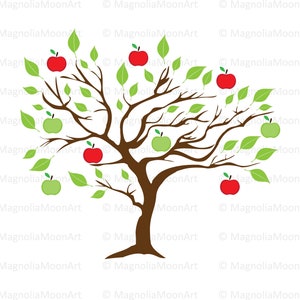 Apple Tree SVG, Apple Tree DXF, Tree Clipart, cutting, Apple Tree vector, Tree shape, Garden, Fall, Autumn, Harvest, Apple Tree silhouette