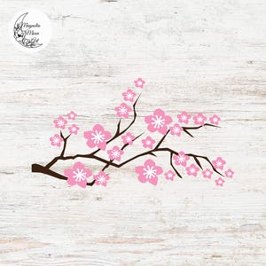 Kirschzweig in Blüte SVG, Kirschzweig Clipart, Schnittdatei für Cricut, Orchidee, rosa Blumen, Kirschzweig svg, Kirschsilhouette