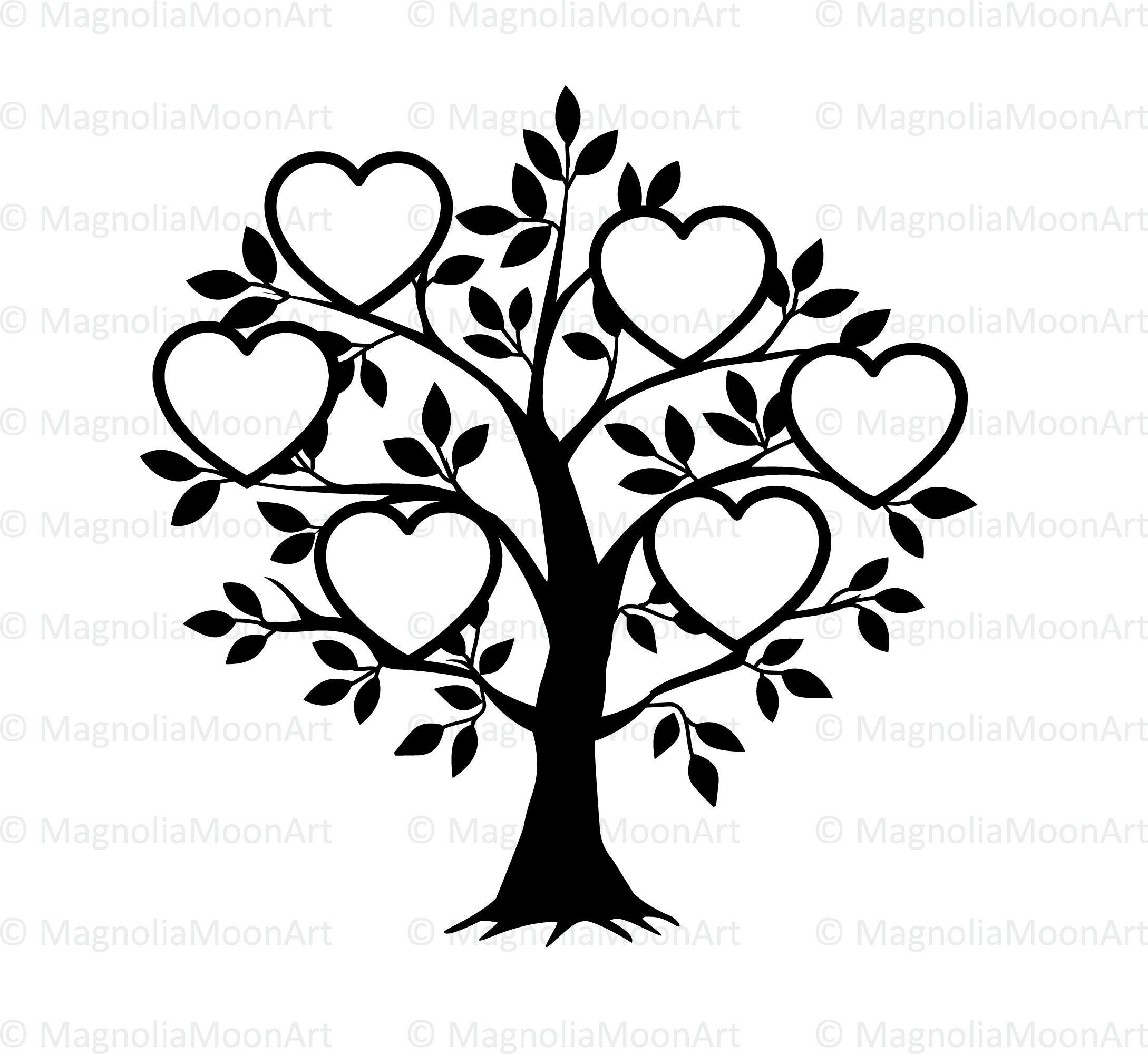 Family Tree SVG: 6 Members, Heart Leaves (digital Cut File) - Etsy Family tree svg: 6 members, heart leaves (digital cut file) - etsy