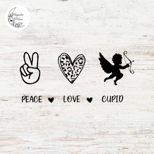 Archivo de corte por sublimación PNG de Cupido, amor y paz, SVG, Eps, DXF, para Cricut Cameo, San Valentín, Svg, imágenes prediseñadas del día de San Valentín, descarga digital, uso comercial