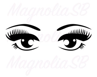 Pretty Eyes svg, long lashes svg, eye with long lashes svg, cut file for cricut, pretty woman eyes svg, eyes silhouette, eyes dxf, PNG, jpg