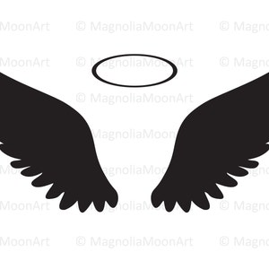 Angel Wings with Halo SVG Clipart: Vector Cut File (Digital Download)
