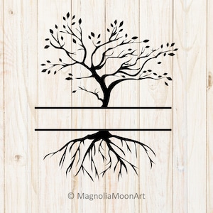 Family Tree Monogram SVG: Roots Silhouette Cut File (Digital Download)