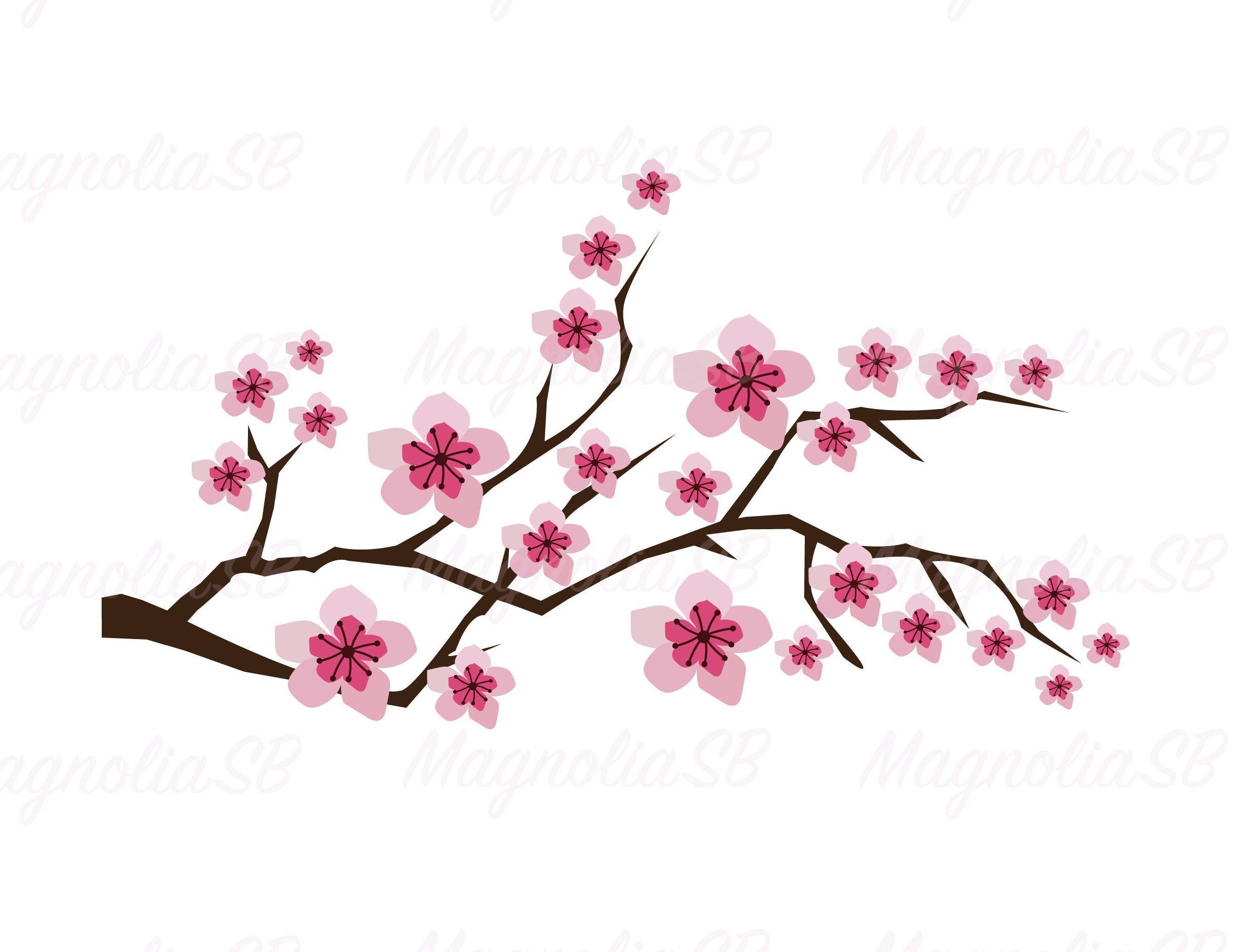 Cherry Blossom Branch SVG DXF Cherry Clipart Cherry Branch Etsy