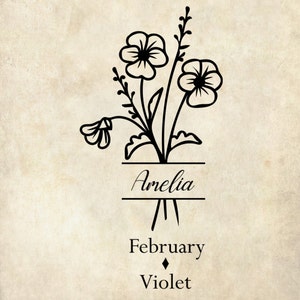 Geburtsmonat Blumen Rahmen svg | Geburtsmonat Blumenstrauß | cut Datei für Cricut | Blumen svg | Violett svg | Februar Blume svg | PNG
