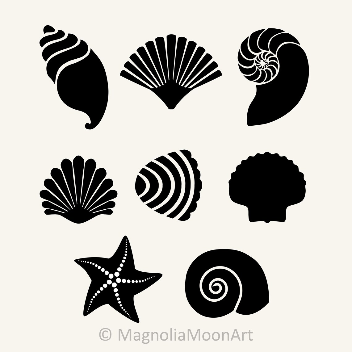 Sea Shells Clipart Bundle, Ocean Vector Graphics (svg, Dxf, Png, Eps ...