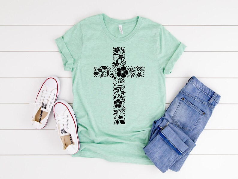 Floral Cross svg, Christian Cross clip art, Religious vector, Jesus svg, Christian faith, jpg png dxf, digital download, Flowers svg