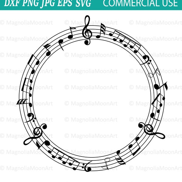 Musical Notes Circle SVG, Music svg, cut file for cricut, music teacher gift idea, PNG, dxf, jpg, shirt design, musical notes in circle svg