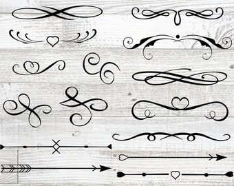 Flourish Elements SVG: Dekorative Wirbel, Linien, Akzente (Digitaler Download)