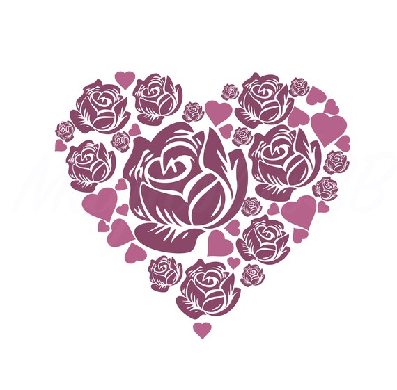 Download Floral Heart Svg Roses Svg Hearts Svg Cutting Vector Etsy