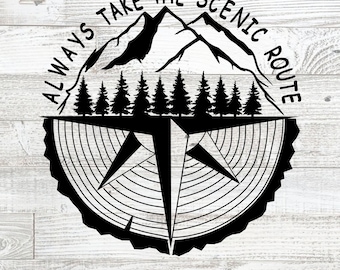 Scenic Route Compass SVG: Camping Adventure Design (Digital Download)