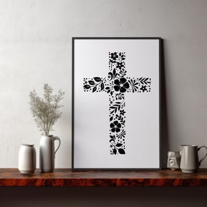 Floral Cross svg, Christian Cross clip art, Religious vector, Jesus svg, Christian faith, jpg png dxf, digital download, Flowers svg