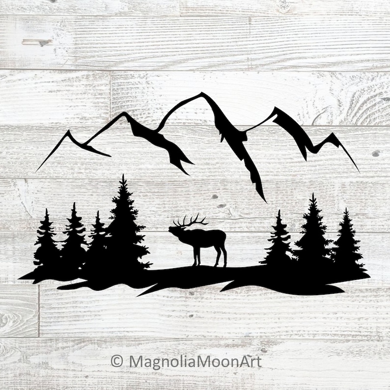 Elk, Forest, Mountains SVG, Deer svg, cut file for cricut, Elk svg, Wilderness svg, Animals in the Wild, Elk, hunting svg, Deer silhouette